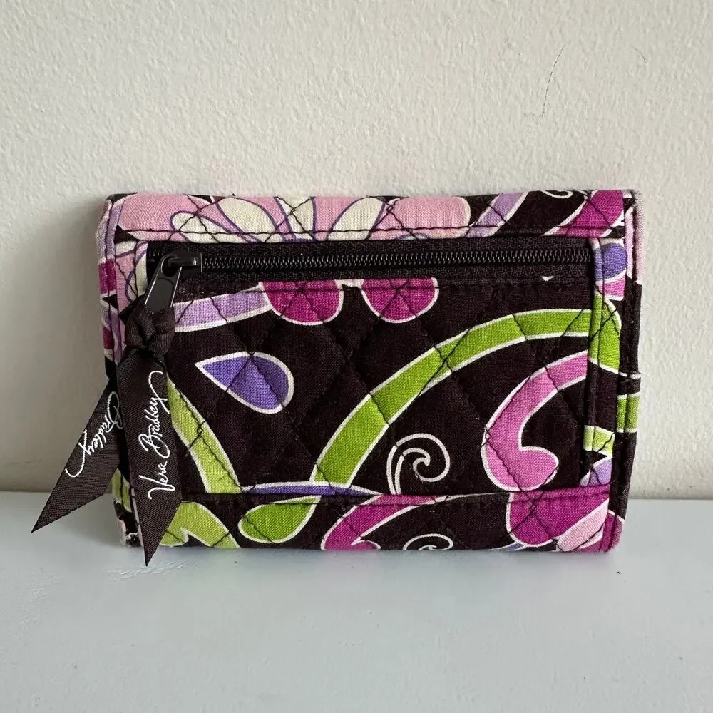 Vera Bradley Purple Punch Euro Wallet Tri-Fold Lightweight Cotton Card ID Holder - Picture 3 of 10
